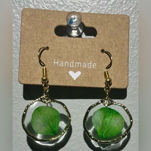 Handmade Green Leaf Earrings